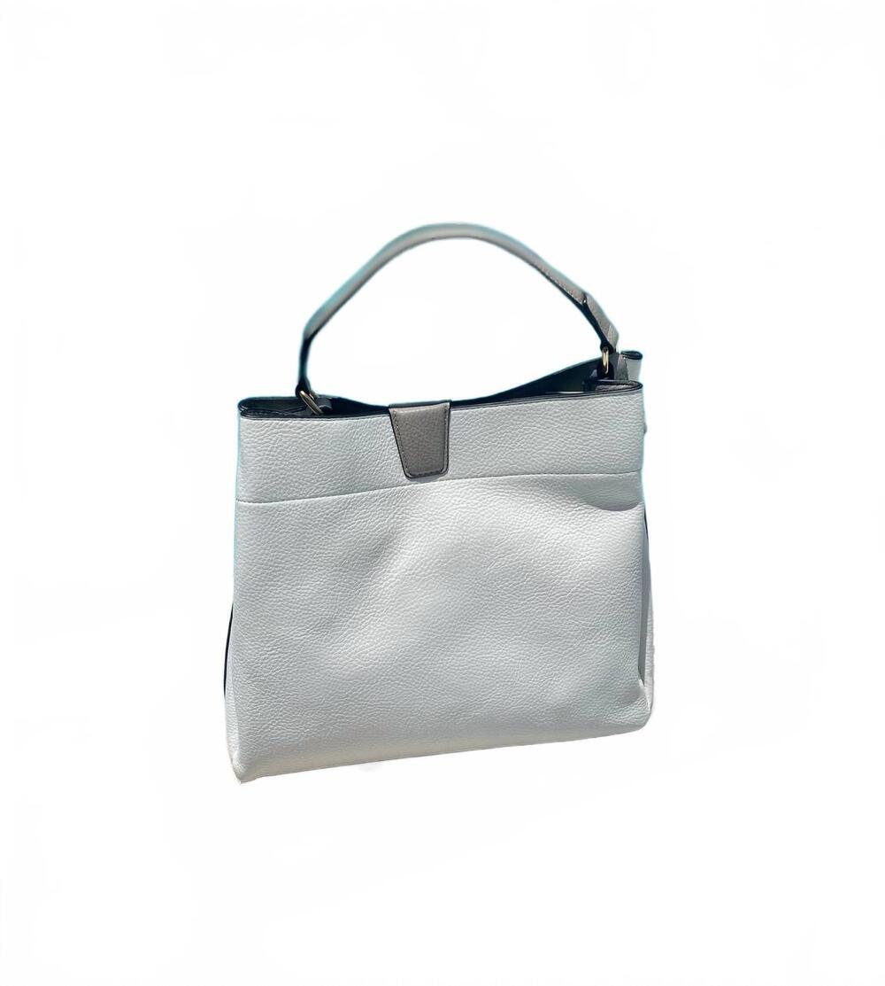 NEW JEN & CO. women's tati lizard monogrammable satchel bag in grey white
